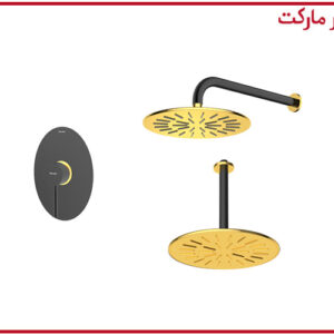شیر حمام تیپ1 توکار روگن مشکی طلا شودر